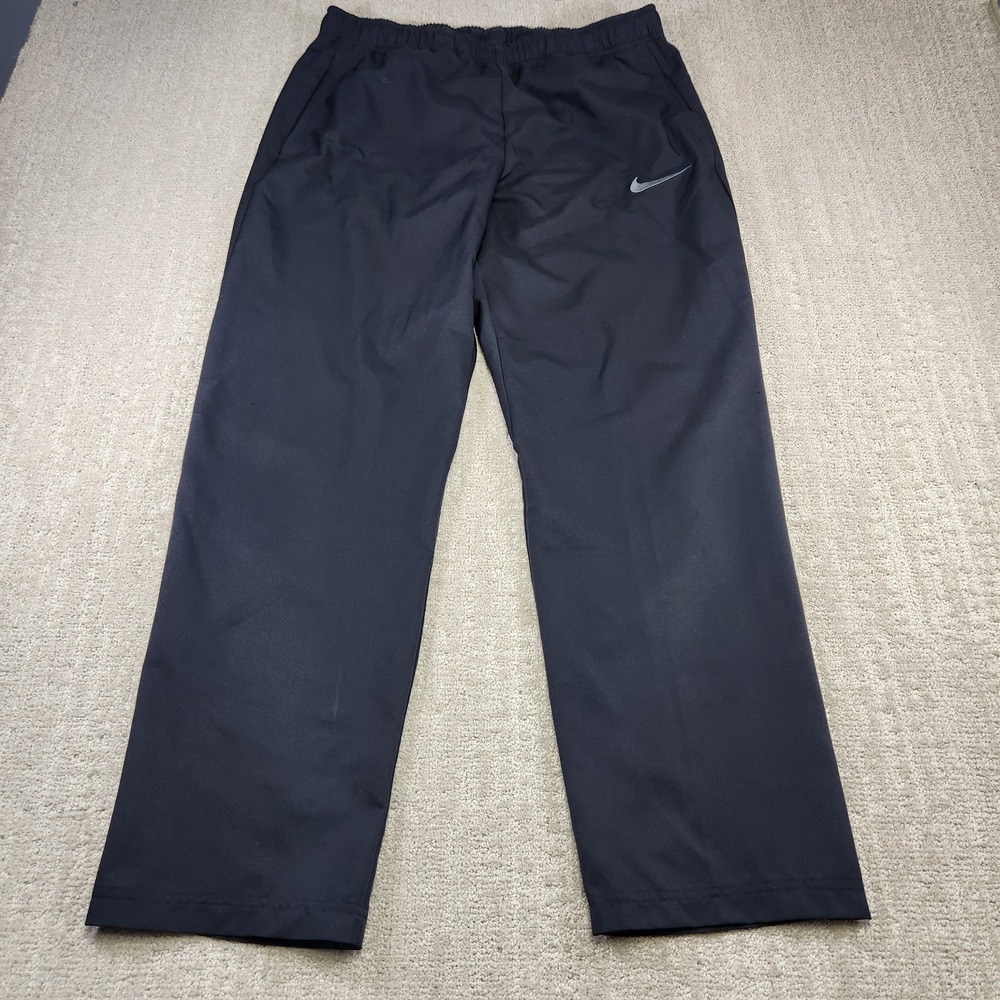 Nike Pants Men XL Team Woven Dry Running Black Straight Leg Lightweight NEW